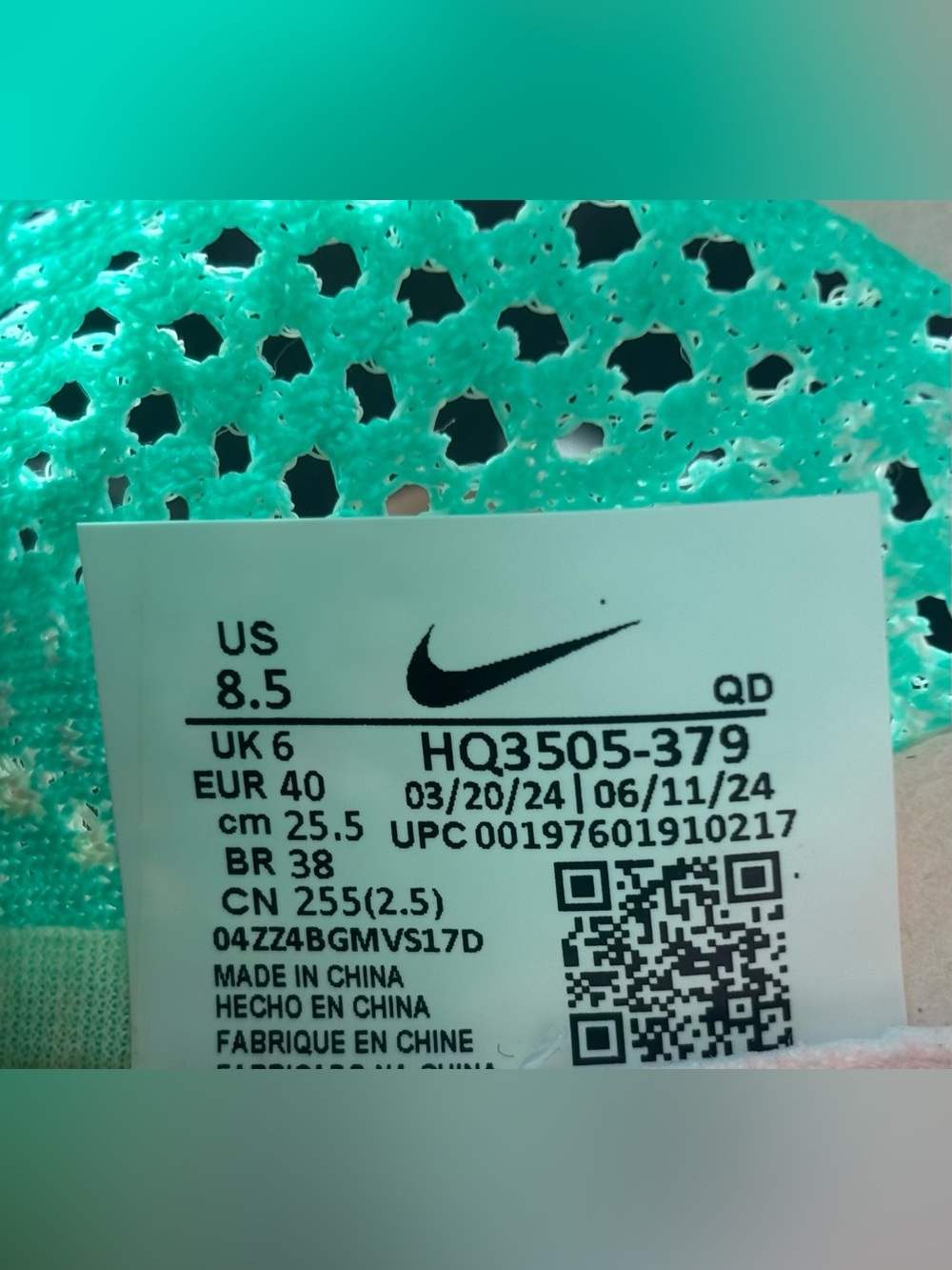 Nike ZoomX 💅 Vaporfly Next% 3 Flyknit Mint Foam-Sail Women’s Sz 8 8.5 HQ3505-379 - Picture 8 of 8